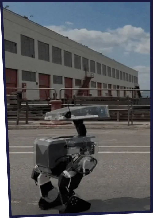 A robot being tested outdoors.